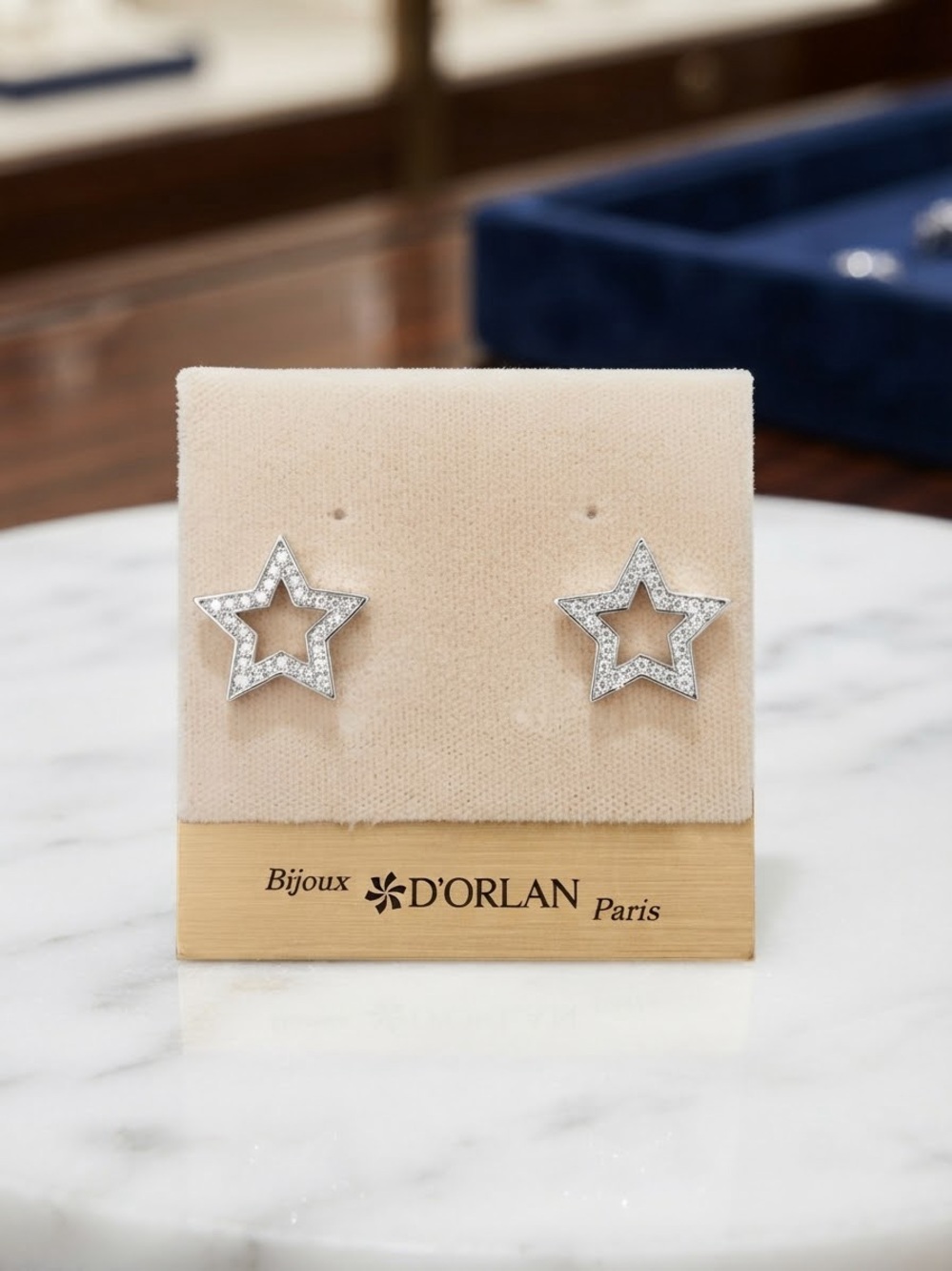 D'ORLAN Paris Silver Star Stud Earrings - White Silver